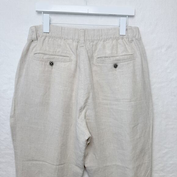 CARIBBEAN 100% Linen Relaxed Fit Pants Drawstring Natural Flax Beige Mens 36x32 - Picture 5 of 9